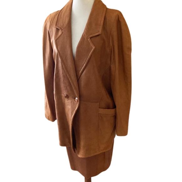 Vintage 80s Leather Jacket & Skirt Suit, BUTTER soft, minimal wear, Small, Rare - Picture 1 of 10